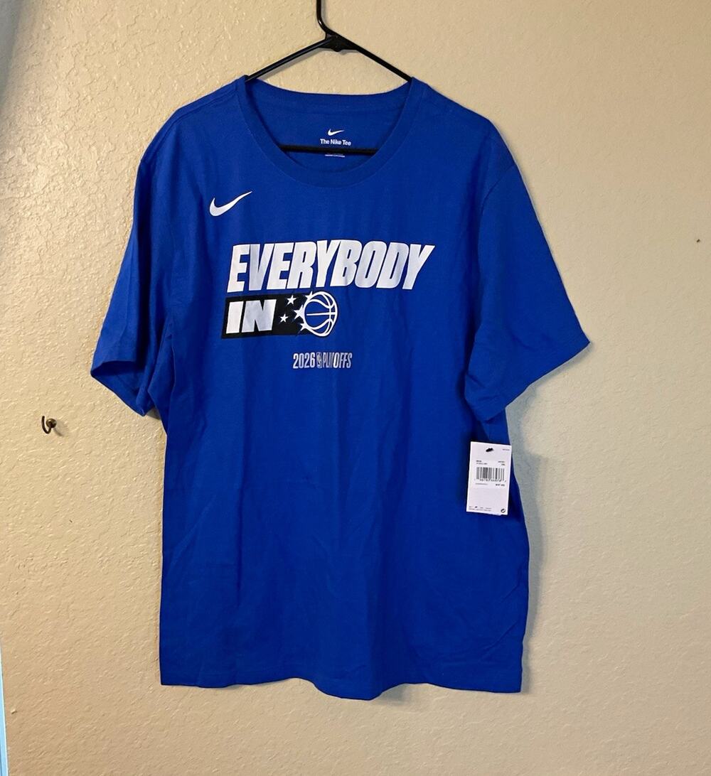 Nike Orlando Magic NBA 2026 Playoffs "Everybody In" blue T-shirt men's XL NWT